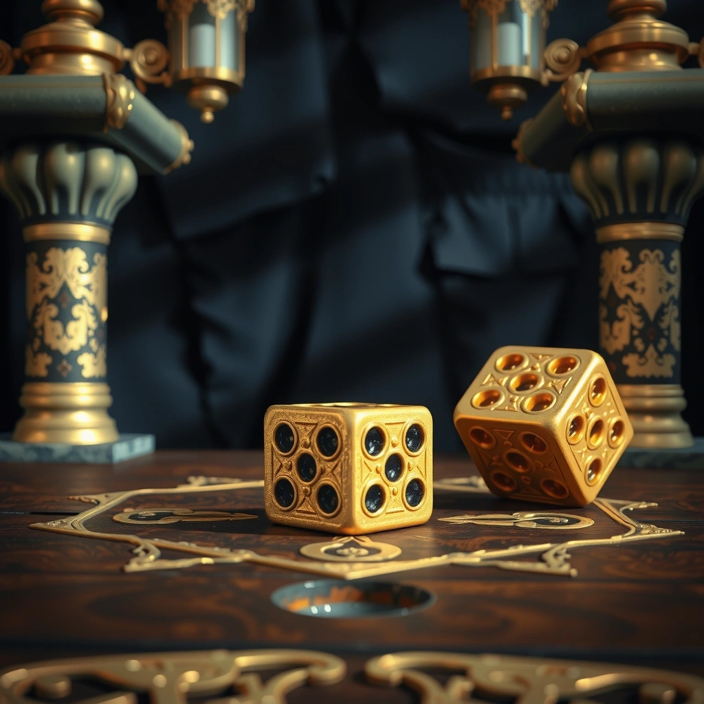 Golden dice rolling